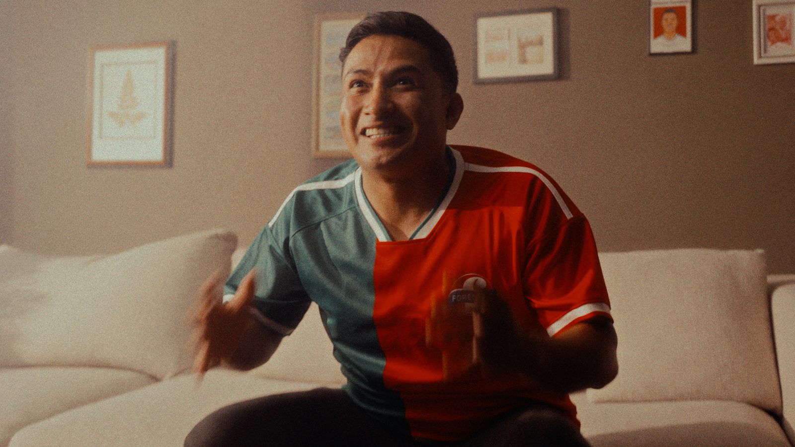 A fan in a Portugal jersey