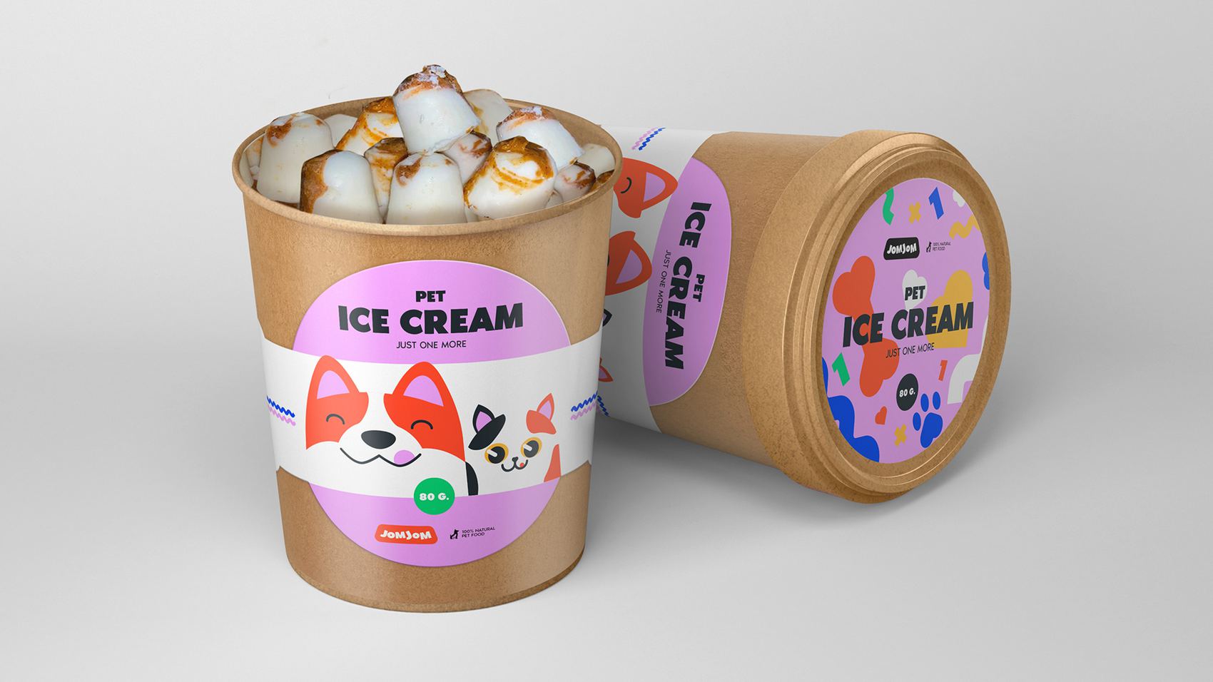 Tubs of pet ice cream