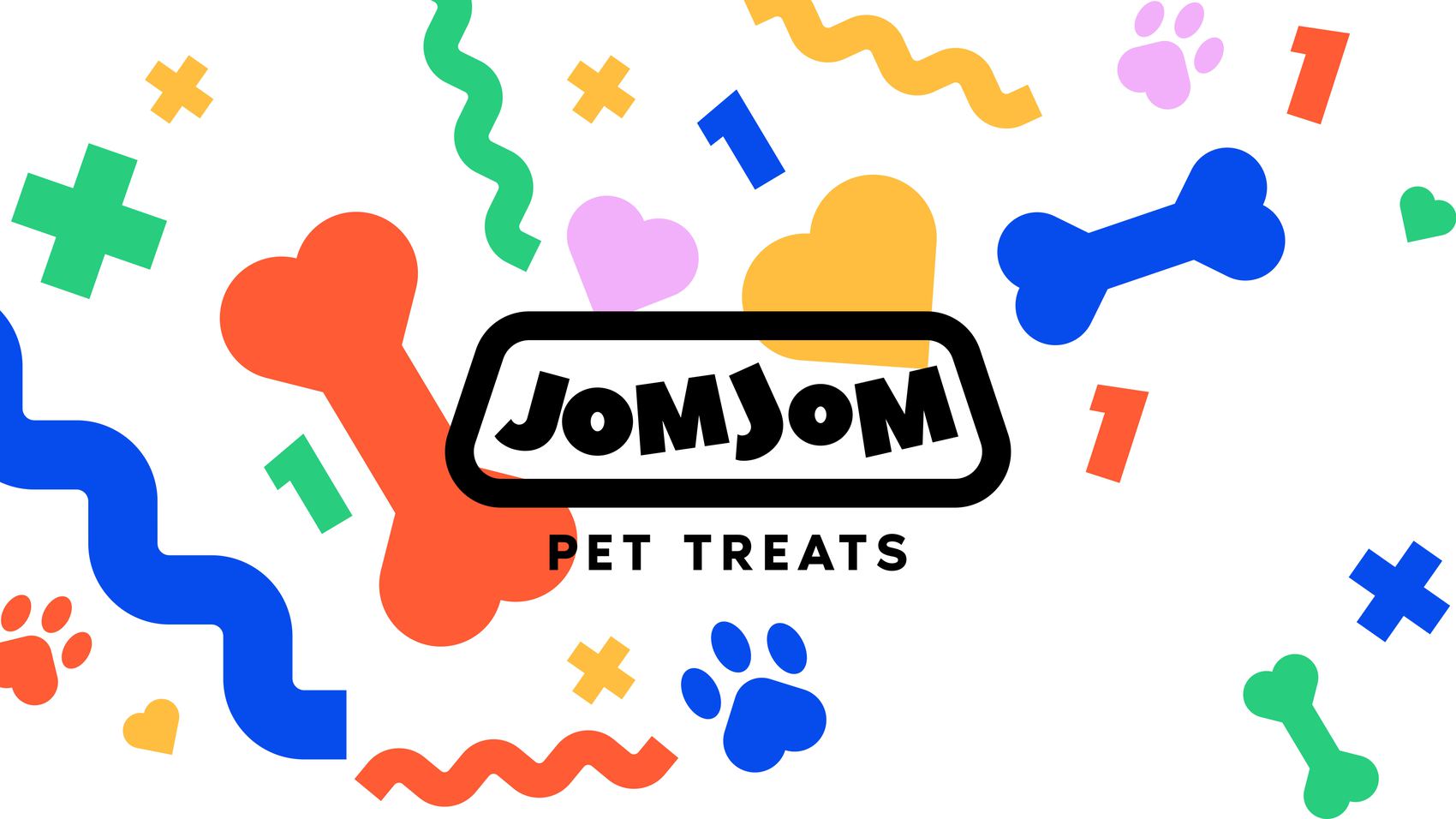 The graphic language: bones, paw prints and confetti