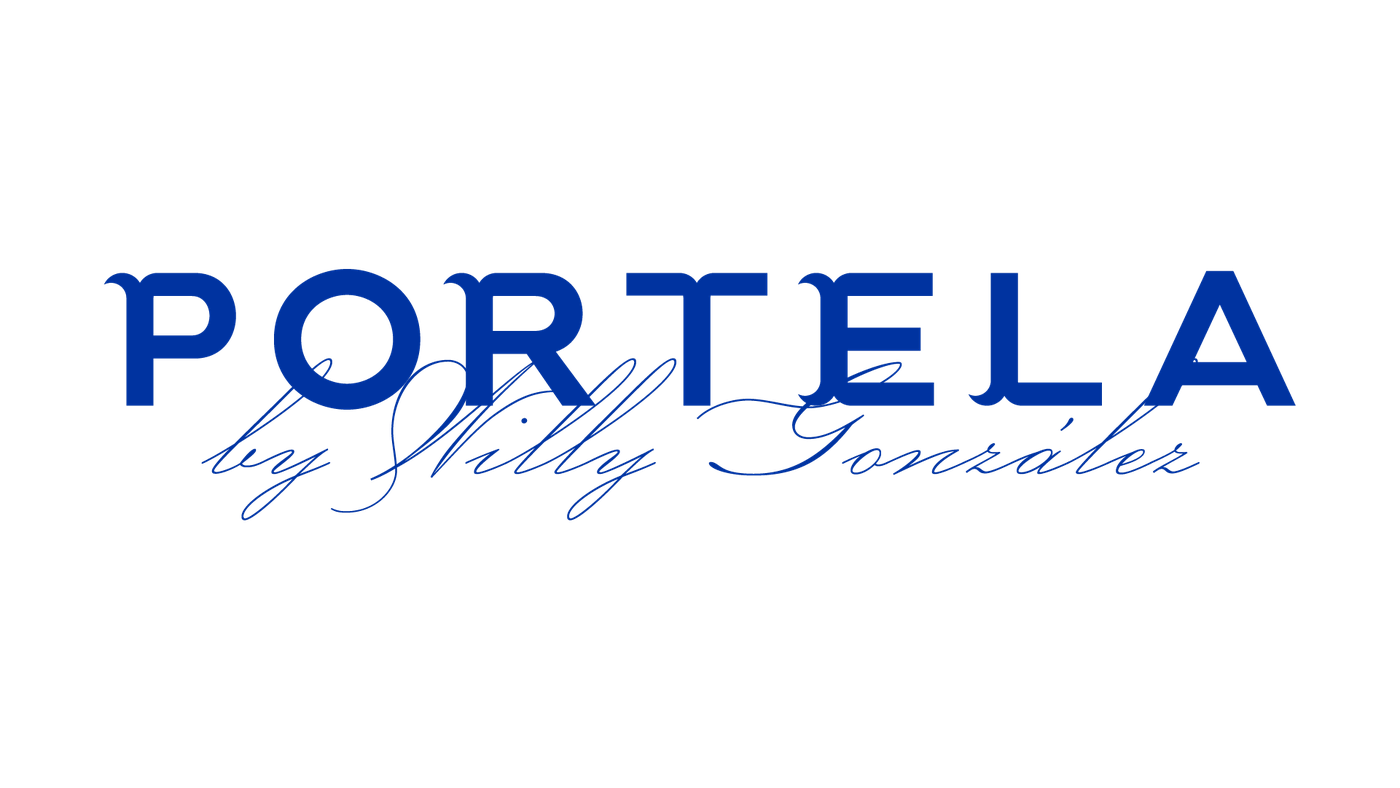 Portela logotype with the “by Willy González” signature